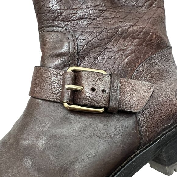 Tory Burch Chrystie Leather Moto Buckle Boots Dark Brown Women's size 7.5 - Picture 7 of 14